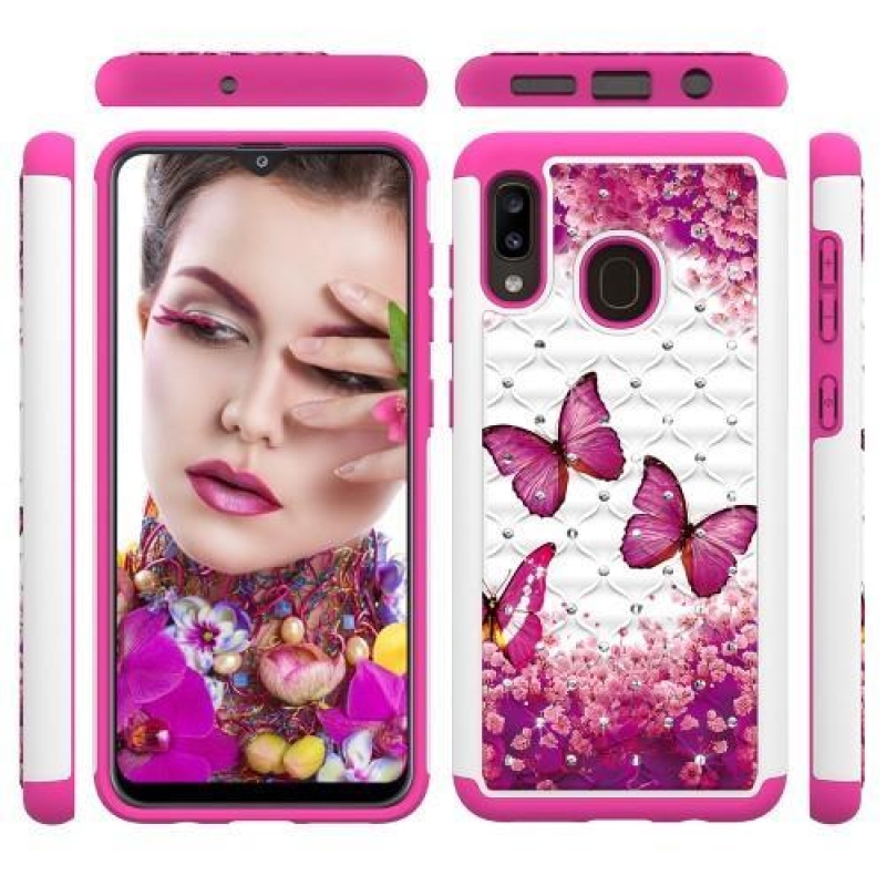 Patterned odolný obal na mobil Samsung Galaxy A20 / Galaxy A30 - rose motýli