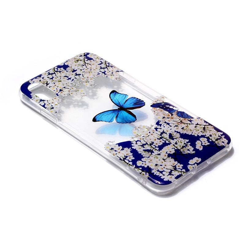 Patty gelový obal na mobil iPhone XS / X - bílé květy a motýl