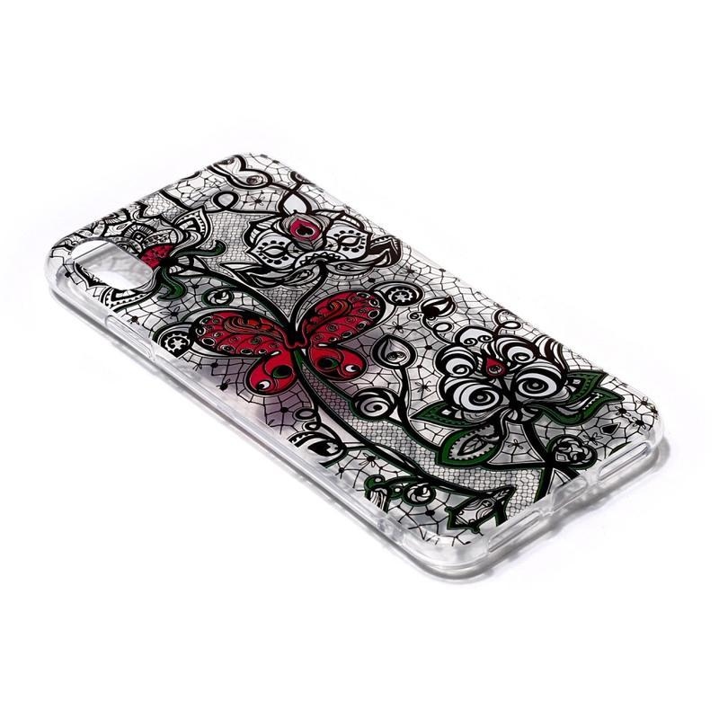 Patty gelový obal na mobil iPhone XS / X - černá krajka a motýl