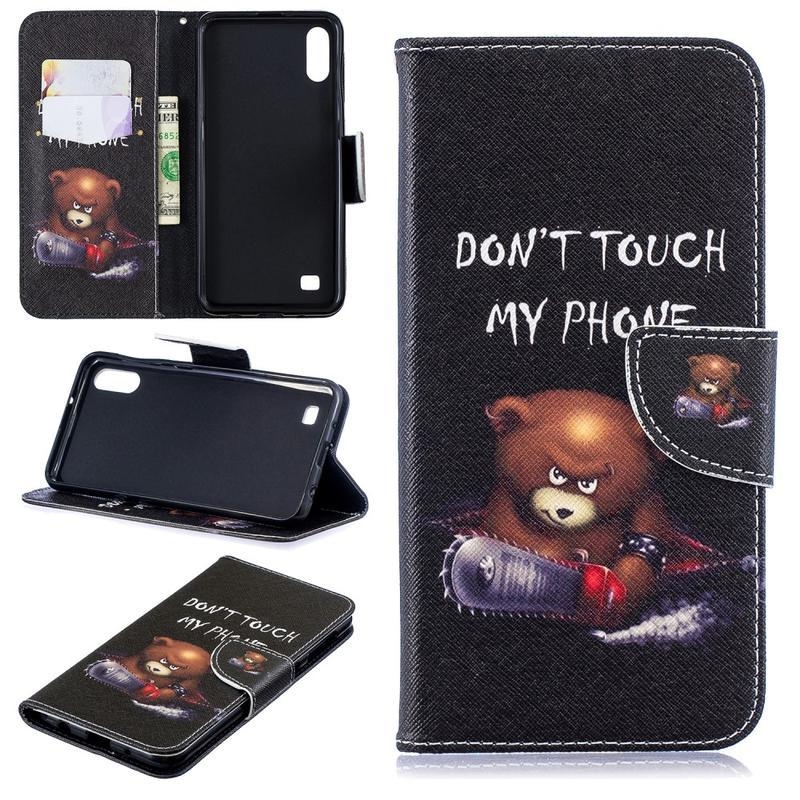 Patty PU kožené peněženkové pouzdro na mobil Samsung Galaxy A10 - hnědý medvěd