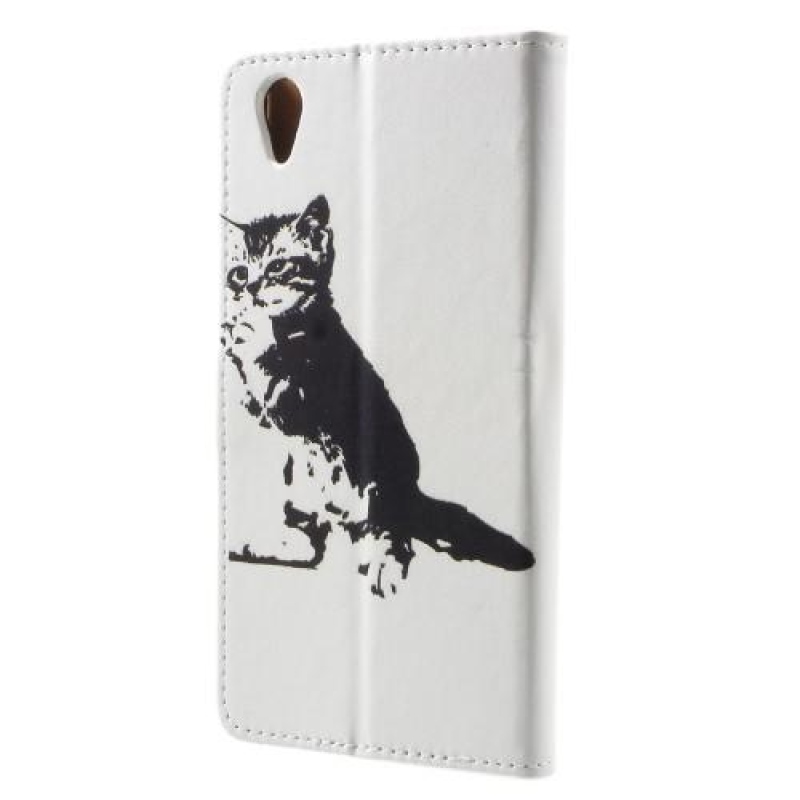 Patty PU kožené peněženkové pouzdro na mobil Sony Xperia XA1 Plus - černá a bílá kočka