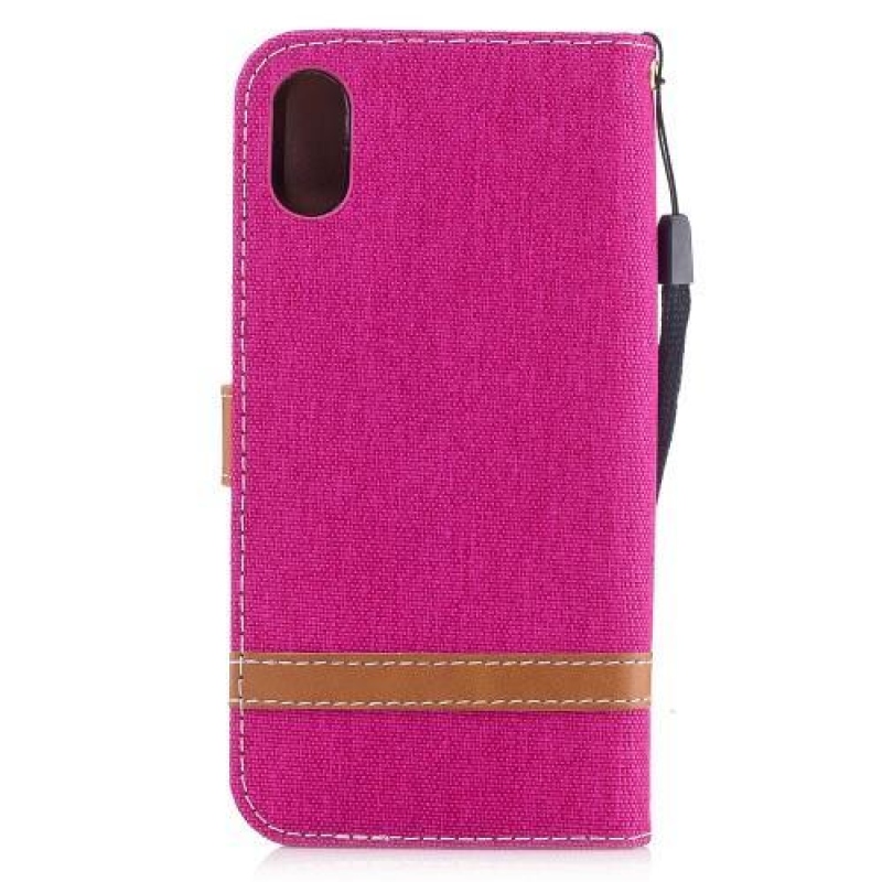Peněženkové textilní/PU kožené pouzdro na iPhone X - rose