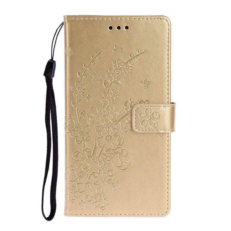 Plum PU kožené peněženkové pouzdro na mobil Samsung Galaxy S20 - zlaté