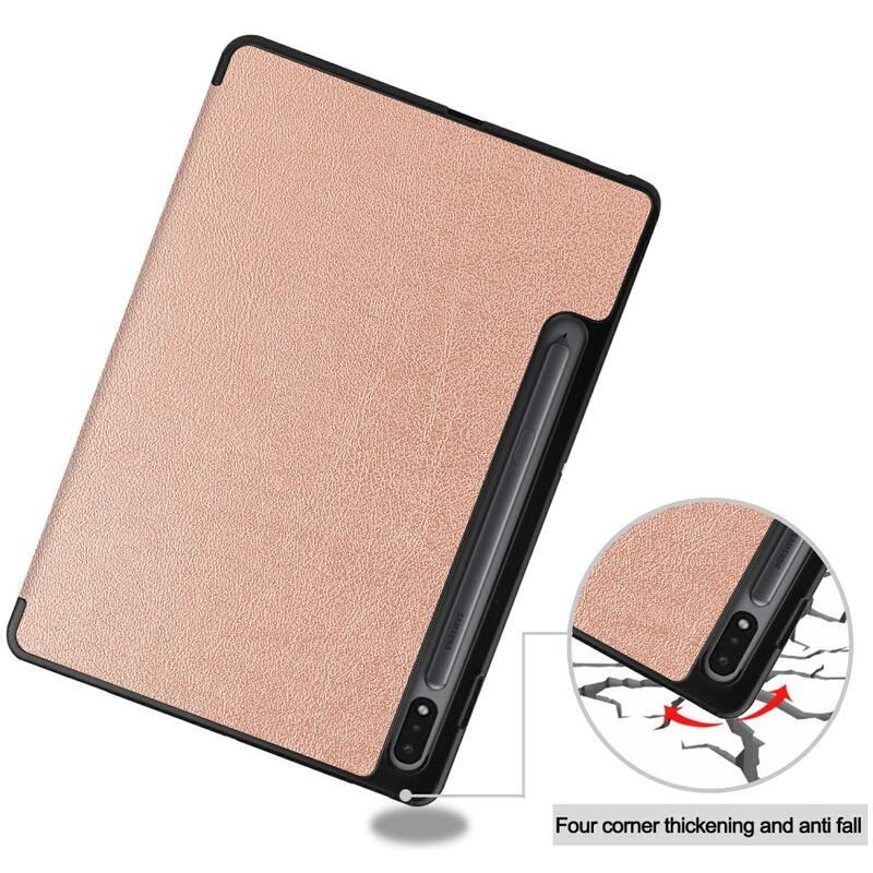 Polohovací chytré PU kožené pouzdro na tablet Samsung Galaxy Tab S8 - růžovozlaté
