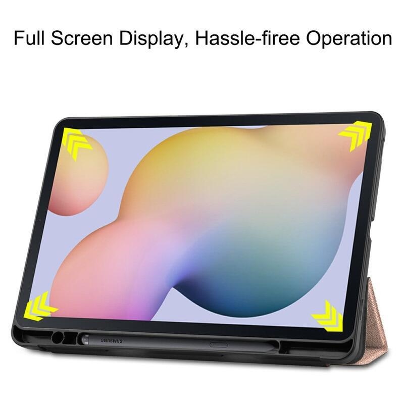 Polohovací chytré PU kožené pouzdro na tablet Samsung Galaxy Tab S8 - růžovozlaté