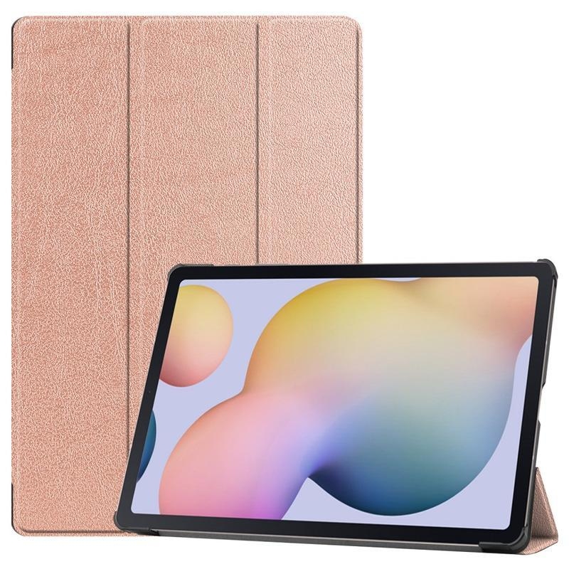 Polohovatelné PU kožené pouzdro na tablet Samsung Galaxy Tab S7 Plus - růžovozlaté
