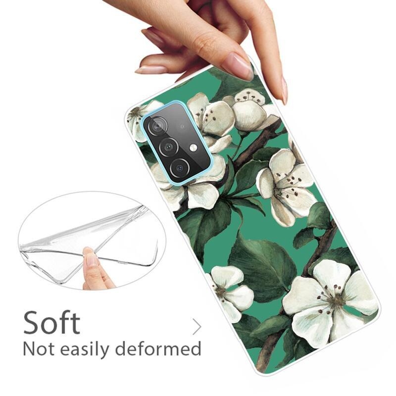 Print gelový obal na mobil Samsung Galaxy A53 5G - bílé květy
