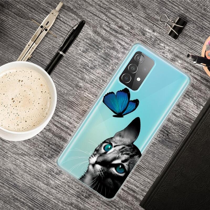 Print gelový obal na mobil Samsung Galaxy A53 5G - motýl a kočka