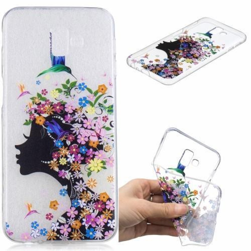 Print gelový obal na mobil Samsung Galaxy J6+ - květinová dívka