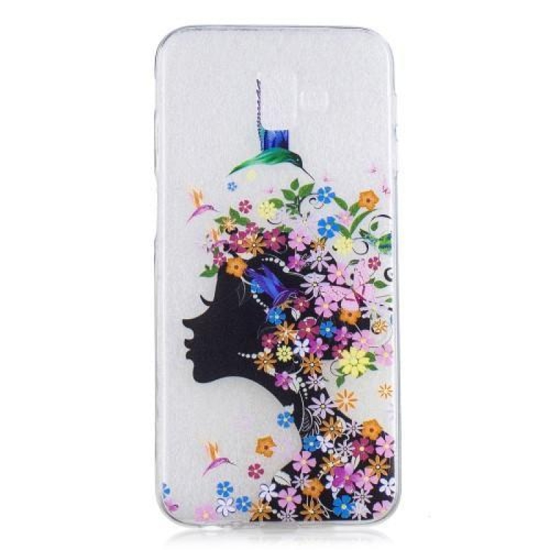 Print gelový obal na mobil Samsung Galaxy J6+ - květinová dívka