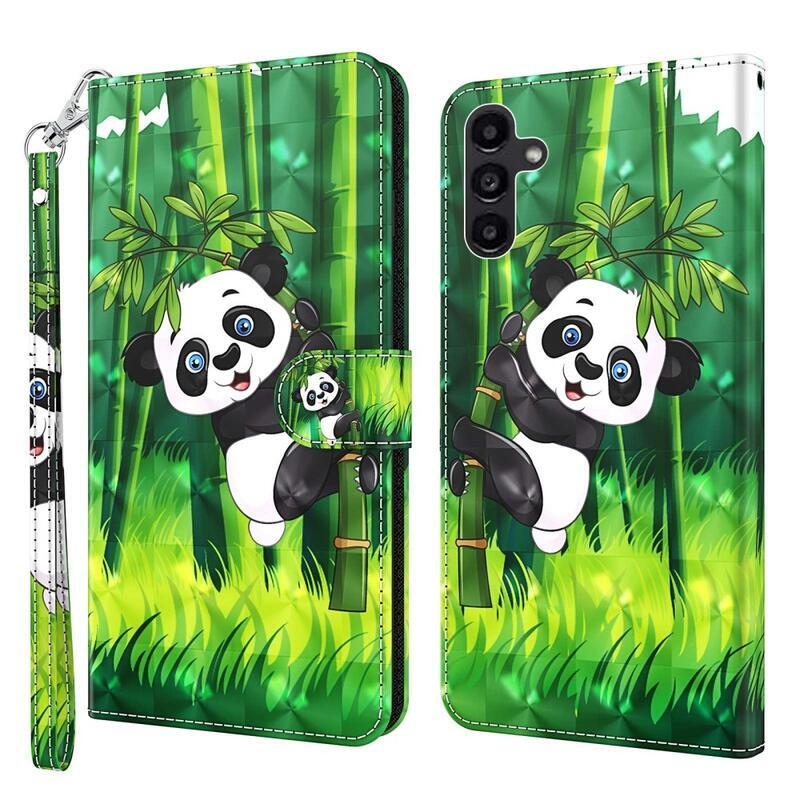 Print knížkové pouzdro na Samsung Galaxy A14 4G/5G - panda na bambusu