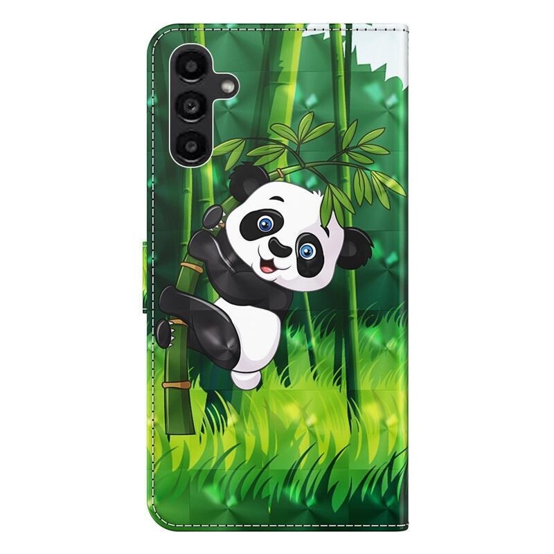Print knížkové pouzdro na Samsung Galaxy A14 4G/5G - panda na bambusu