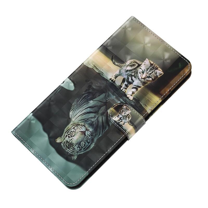 Print peněženkové pouzdro na mobil Xiaomi Redmi 10C - kočka a odraz tygra