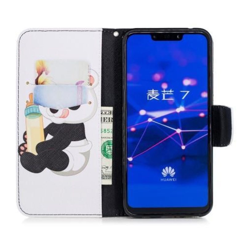 Print PU kožené peněženkové pouzdro na mobil Huawei Mate 20 Lite - panda