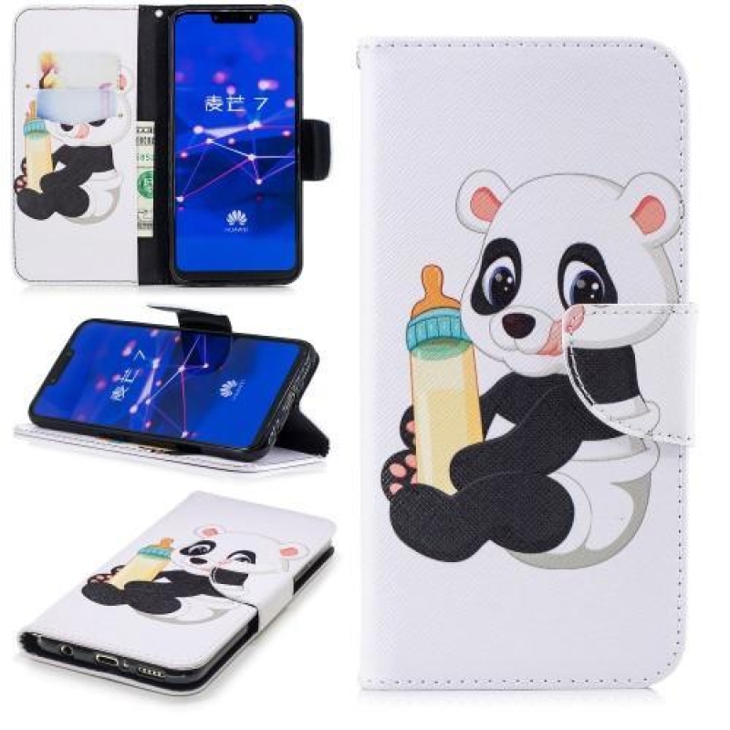 Print PU kožené peněženkové pouzdro na mobil Huawei Mate 20 Lite - panda