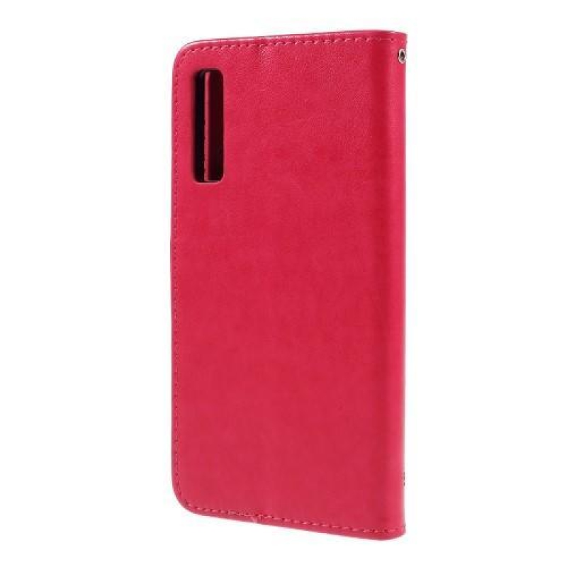 Print PU kožené peněženkové pouzdro na mobil Samsung Galaxy A7 (2018) - červené