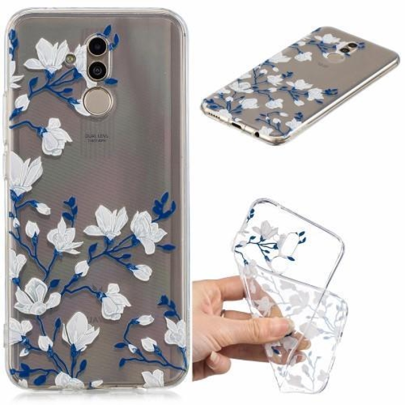 Print silikonový obal na mobil Huawei Mate 20 Lite - bílé květy