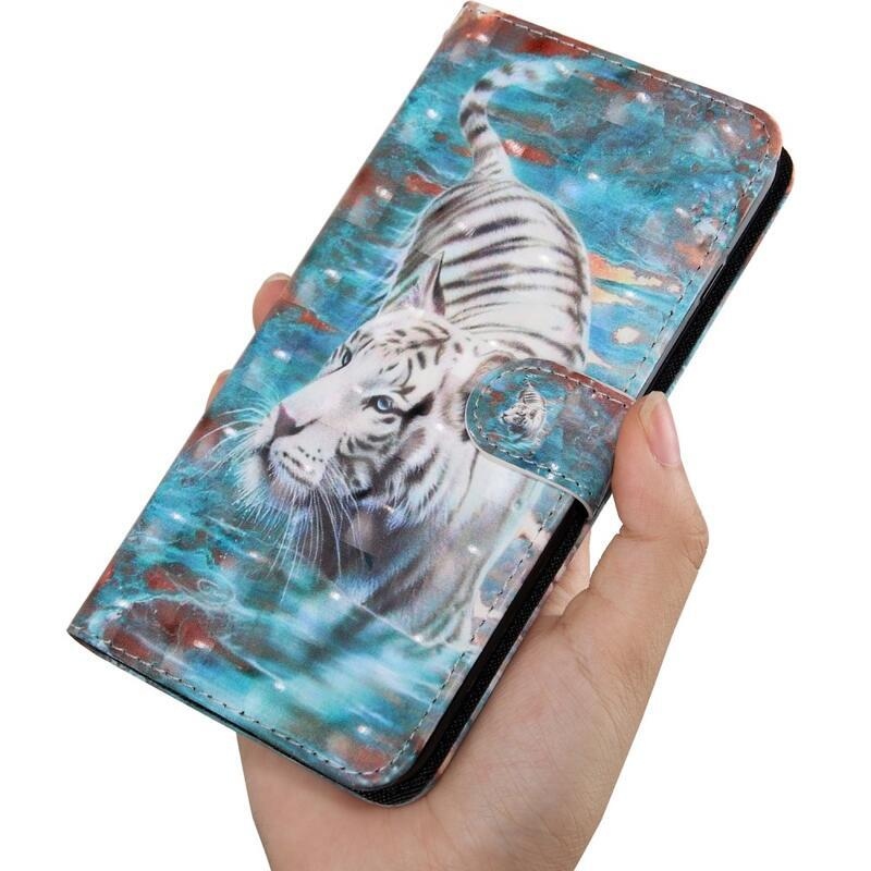Printy peněženkové pouzdro na mobilní telefon iPhone 13 Pro Max - bílý tygr