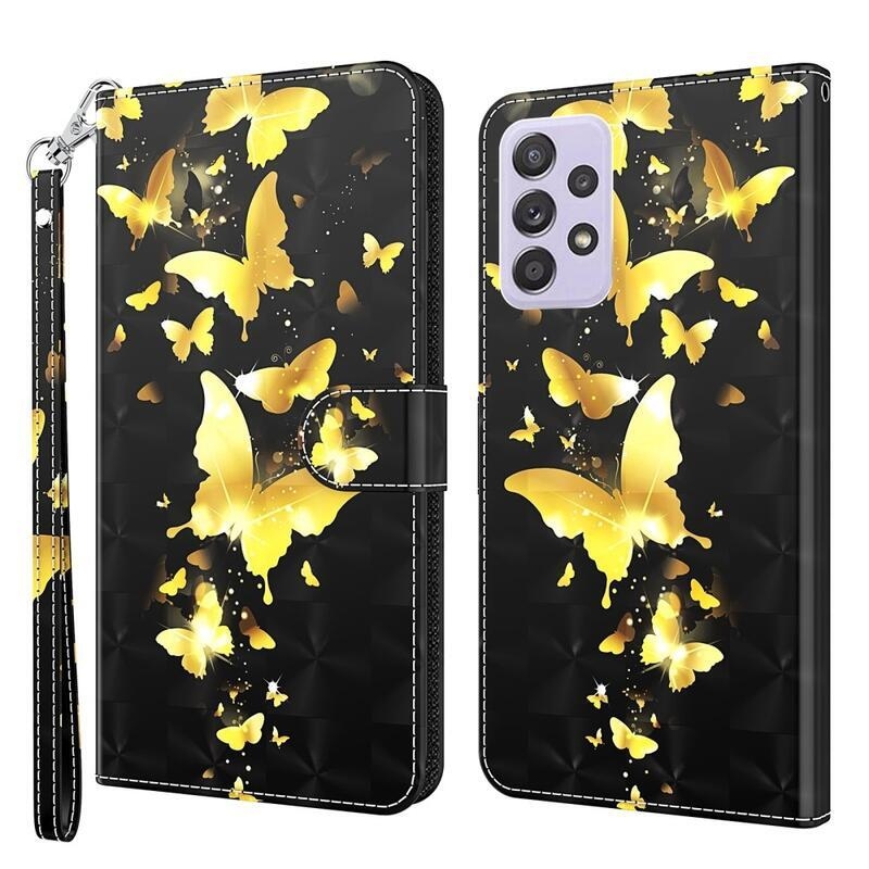 Printy peněženkové pouzdro pro mobil samsung Galaxy A33 5G - zlatí motýli
