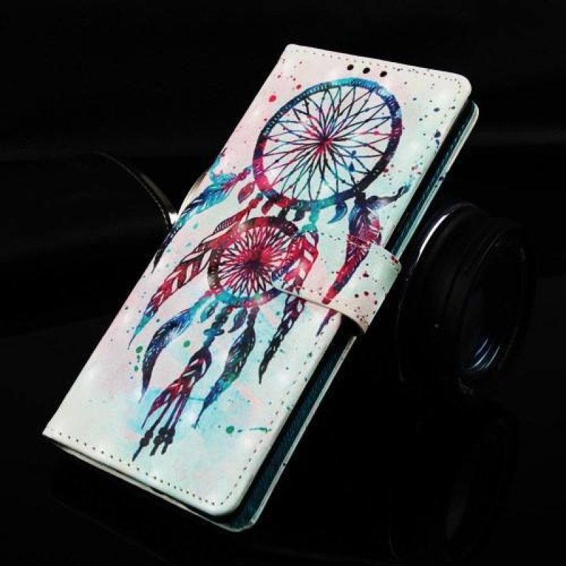 Printy PU kožené peněženkové pouzdro na Samsung Galaxy A70 - lapač snů