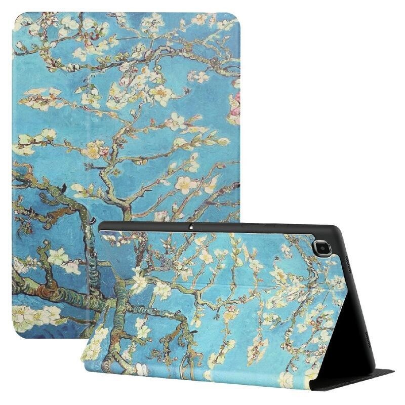 Printy PU kožené pouzdro na tablet Samsung Galaxy Tab A7 Lite 8.7 T220/T225 - bílé květy