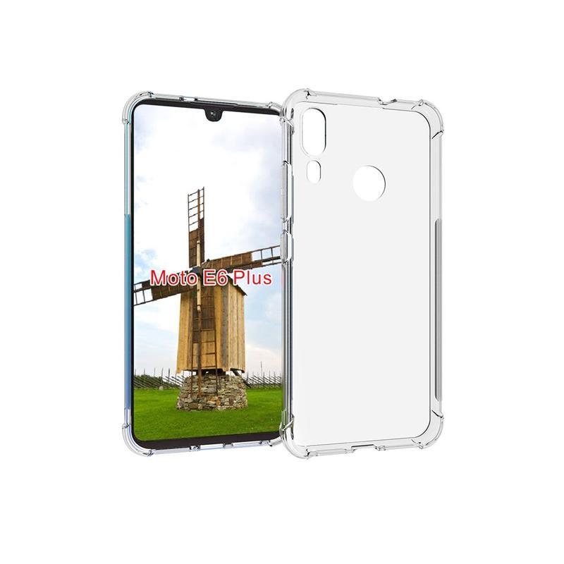 Průhledný gelový obal s vyztuženými rohy na mobil Motorola Moto E6 Plus