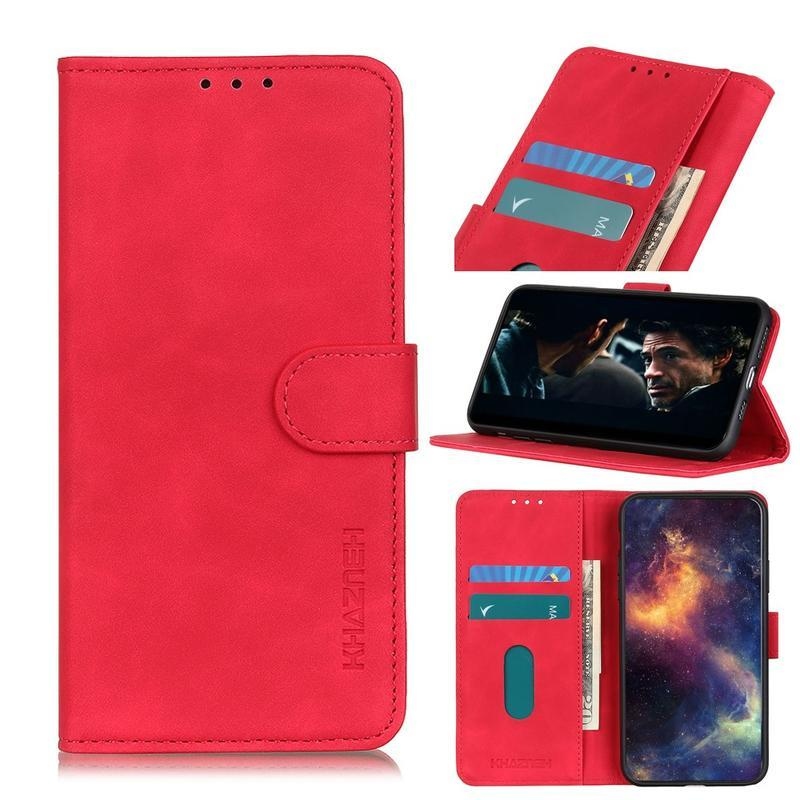 Retro PU kožené peněženkové pouzdro na mobil Xiaomi Mi 10 Lite - červené
