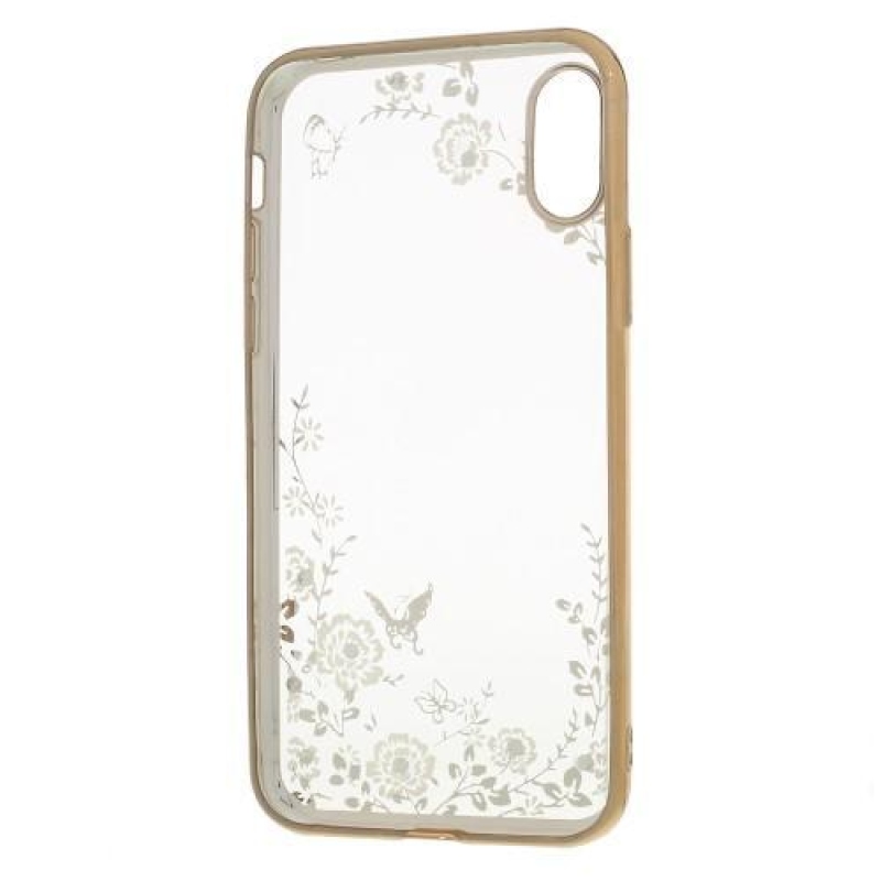 Rhine zdobený gelový obal na iPhone X - zlatý/bílý