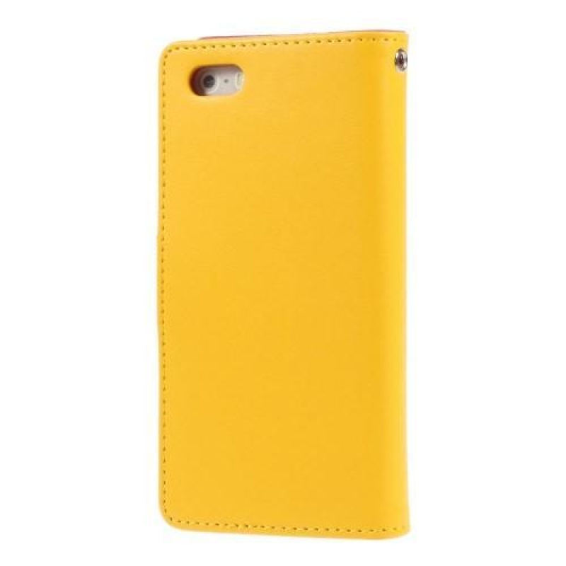Rich PU kožené peněženkové pouzdro na iPhone 5 a 5S - žluté