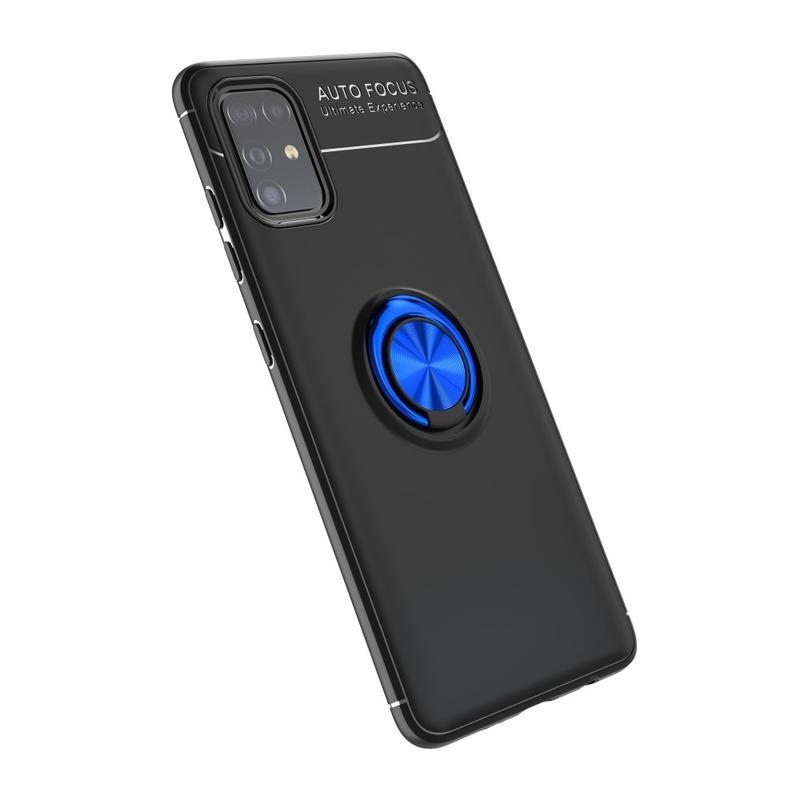 Ring odolný gelový obal s kroužkem na prst na mobil Samsung Galaxy M31s - černý/modrý