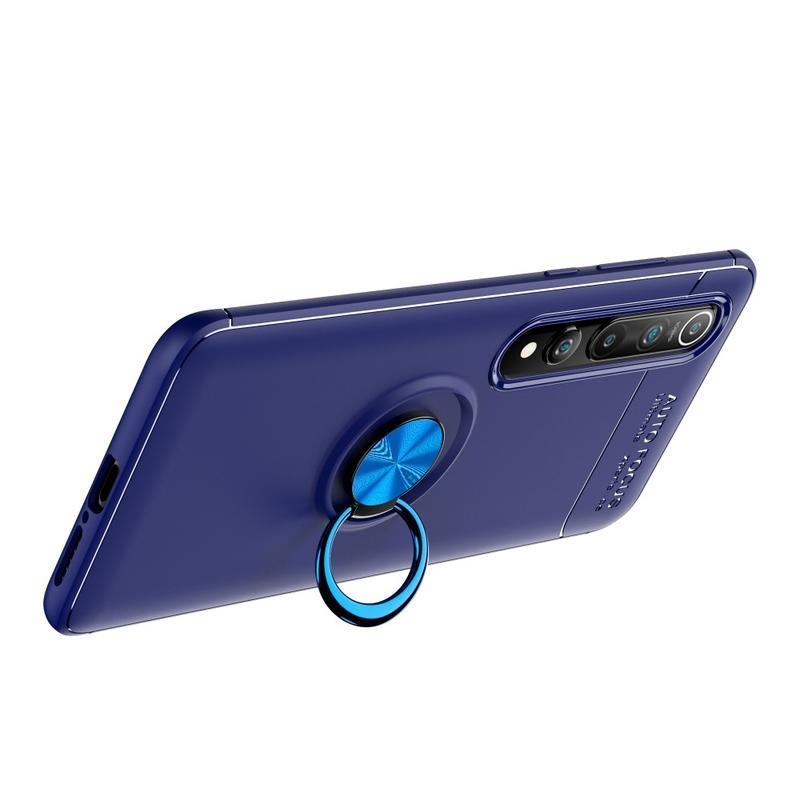Ring odolný gelový obal s kroužkem na prst na mobil Xiaomi Mi 10/Mi 10 Pro - modrý