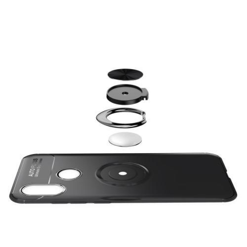 Ring silikonový obal s kroužkem na prst pro Xiaomi Mi A2 - černý/modrý