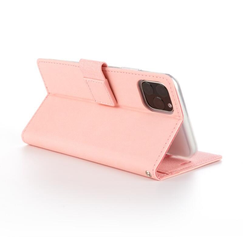 Roar PU kožené peněženkové pouzdro na mobil iPhone 11 Pro 5.8 (2019) - růžové