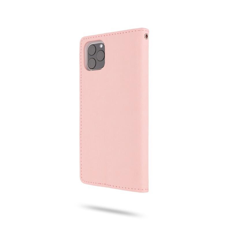 Roar PU kožené peněženkové pouzdro na mobil iPhone 11 Pro 5.8 (2019) - růžové