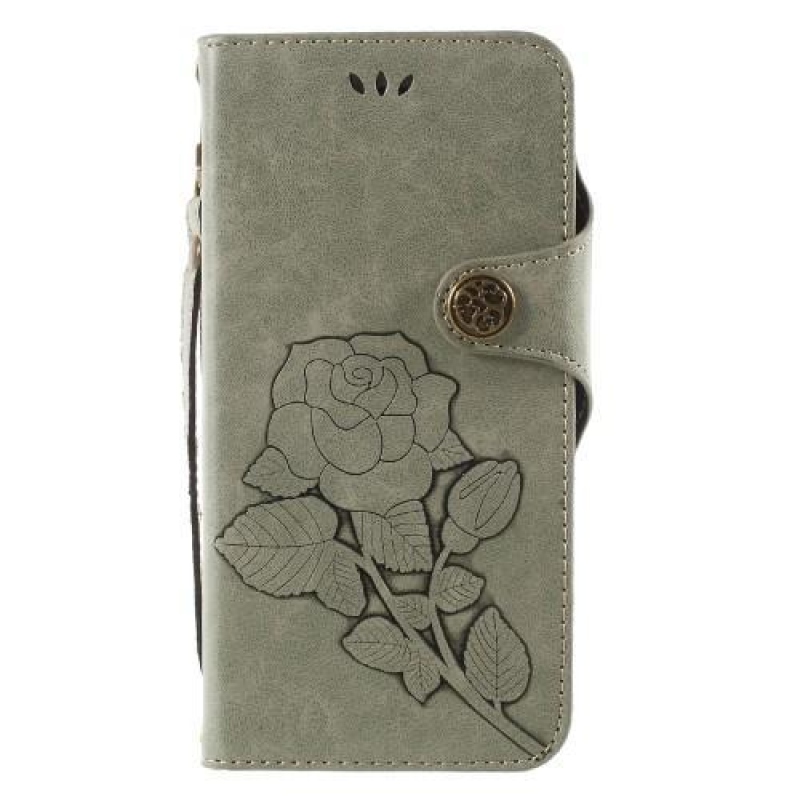 Roses elegantní knížkové pouzdro z PU kůže na iPhone 8 Plus a 7 Plus - šedé