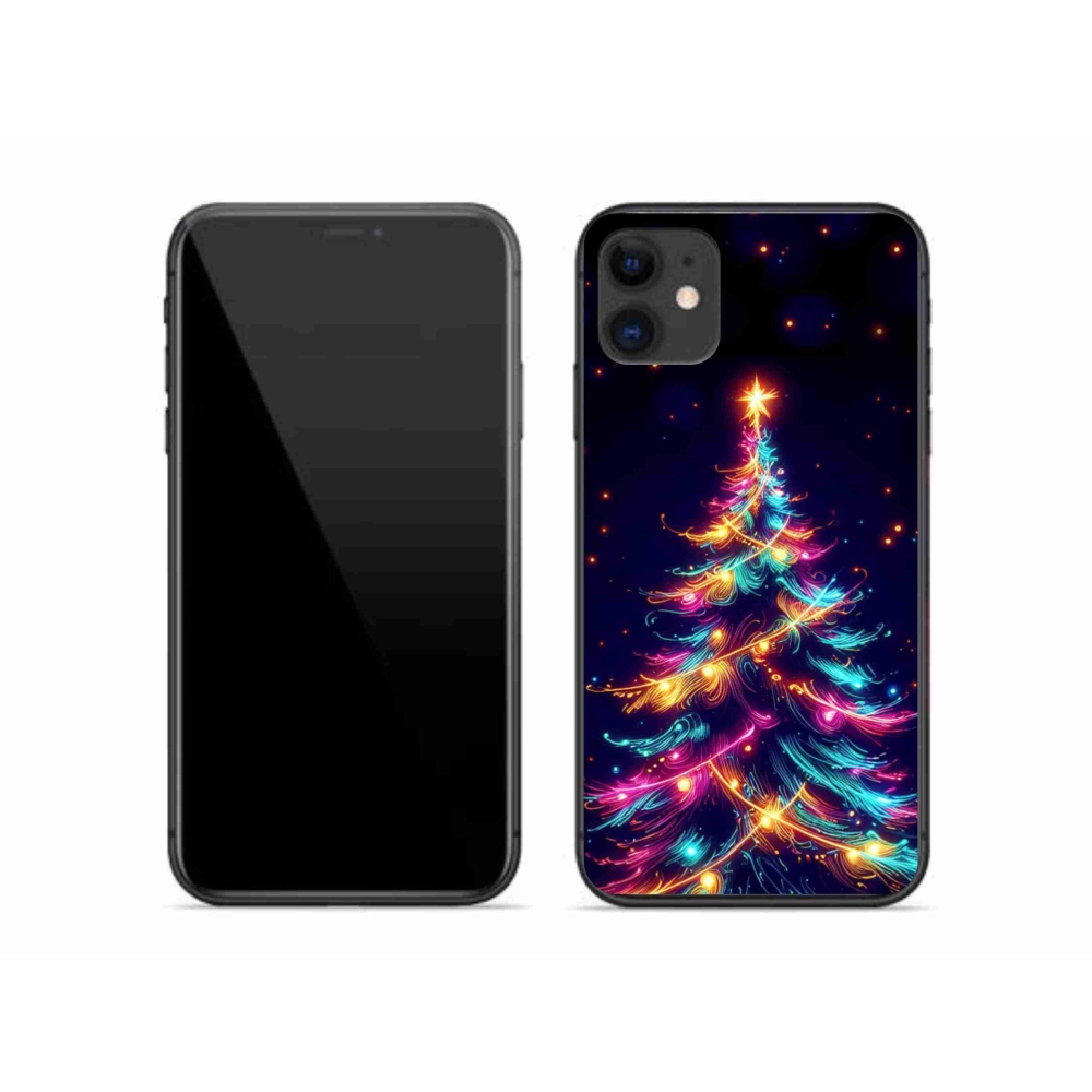 Gelový kryt mmCase na iPhone 11 - neonový vánoční stromek