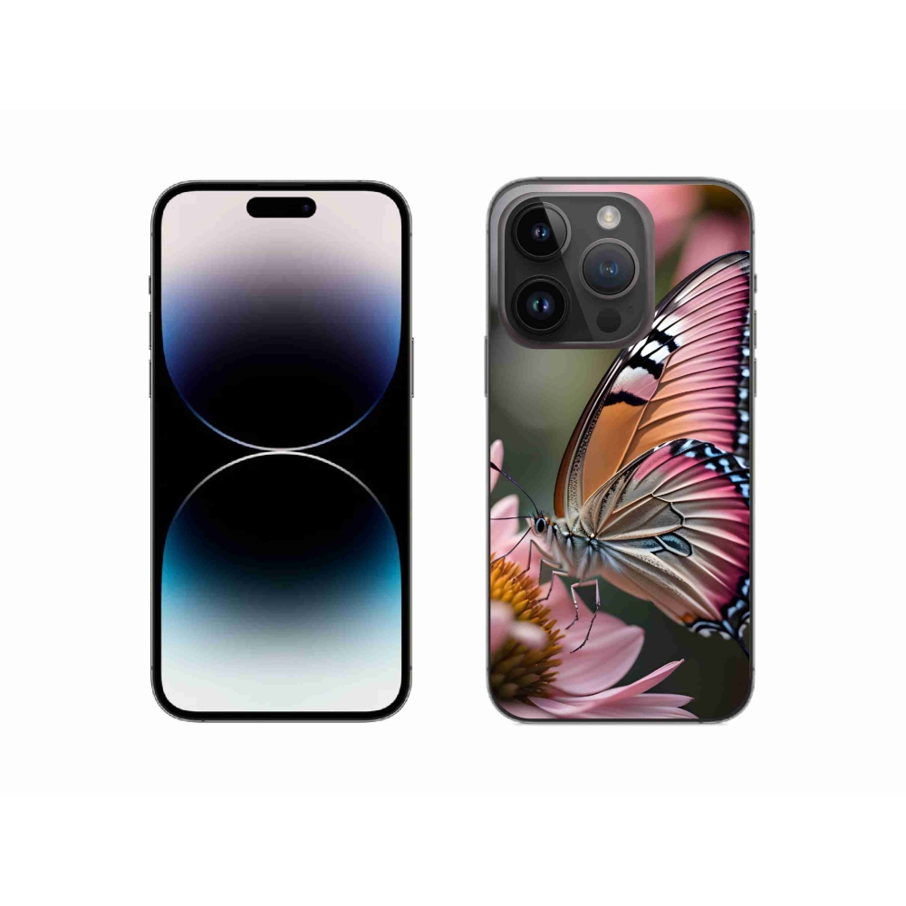 Gelový kryt mmCase na iPhone 14 Pro - barevný motýl