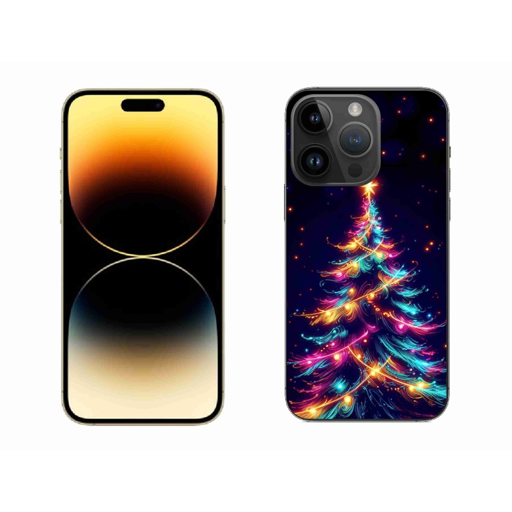 Gelový kryt mmCase na iPhone 14 Pro Max - neonový vánoční stromek