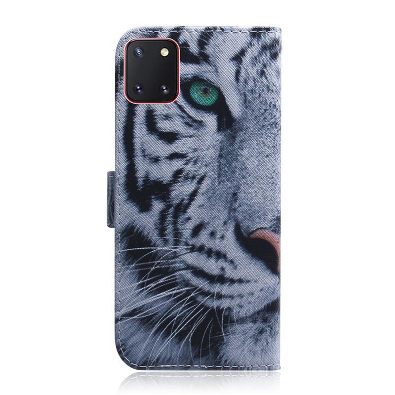 Shell PU kožené peněženkové pouzdro na mobil Samsung Galaxy Note 10 Lite - bílý tygr