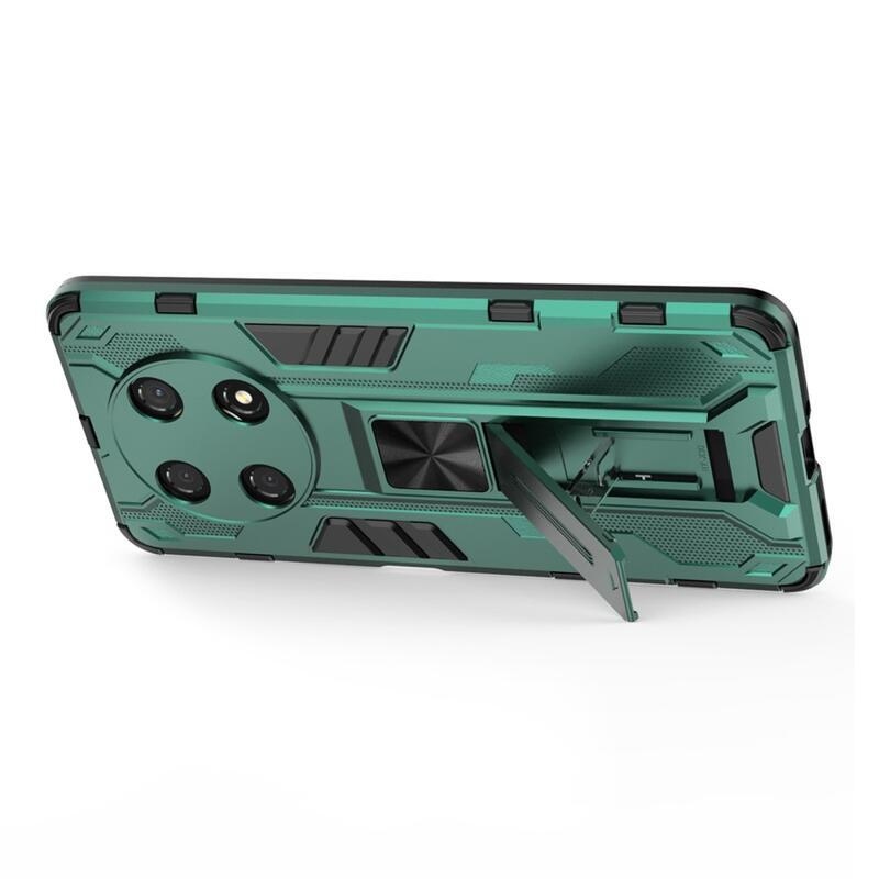 Shock odolný hybridní kryt s výklopným stojánkem na mobil Honor Magic 4 Lite 5G - zelený