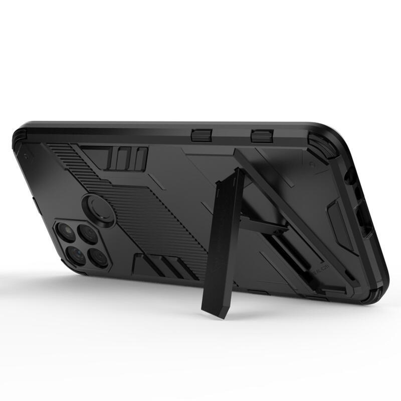 Shock odolný hybridní kryt s výklopným stojánkem na mobil Realme C21Y/C25Y - černý