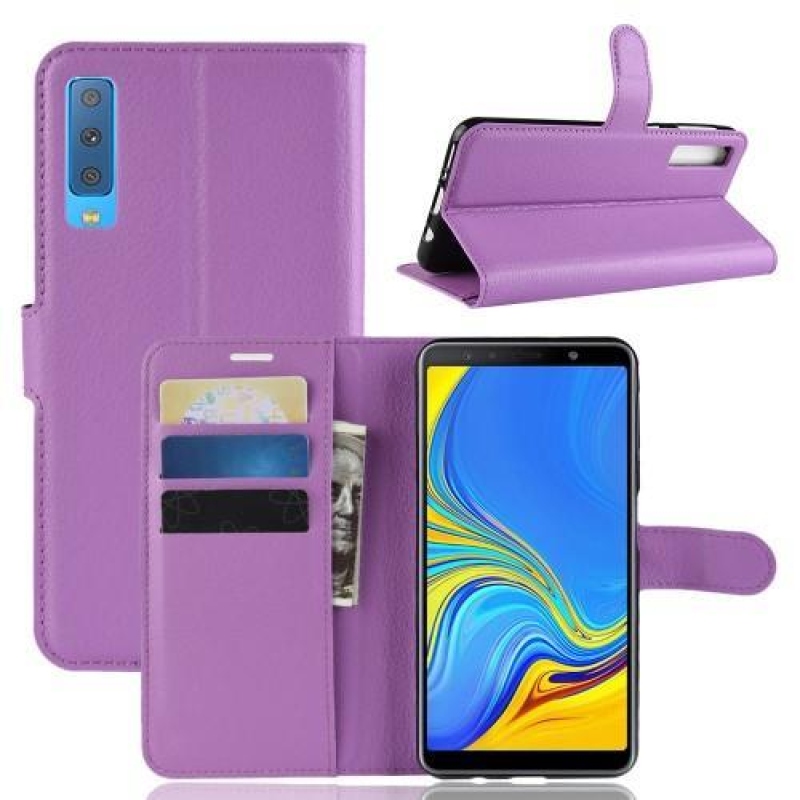 Skin PU kožené flipové pouzdro pro Samsung Galaxy A7 (2018) - fialové