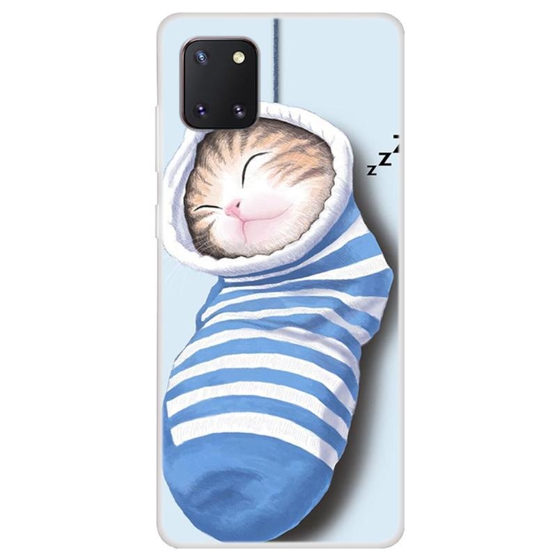 Soft gelový obal pro mobil Samsung Galaxy Note 10 Lite - kočka v ponožce