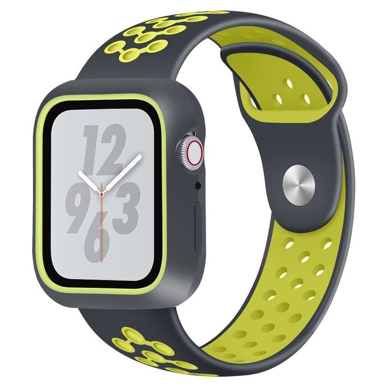 Soft silikonový dvoubarevný řemínek pro Apple Watch 5/4 44mm - černý/žlutý