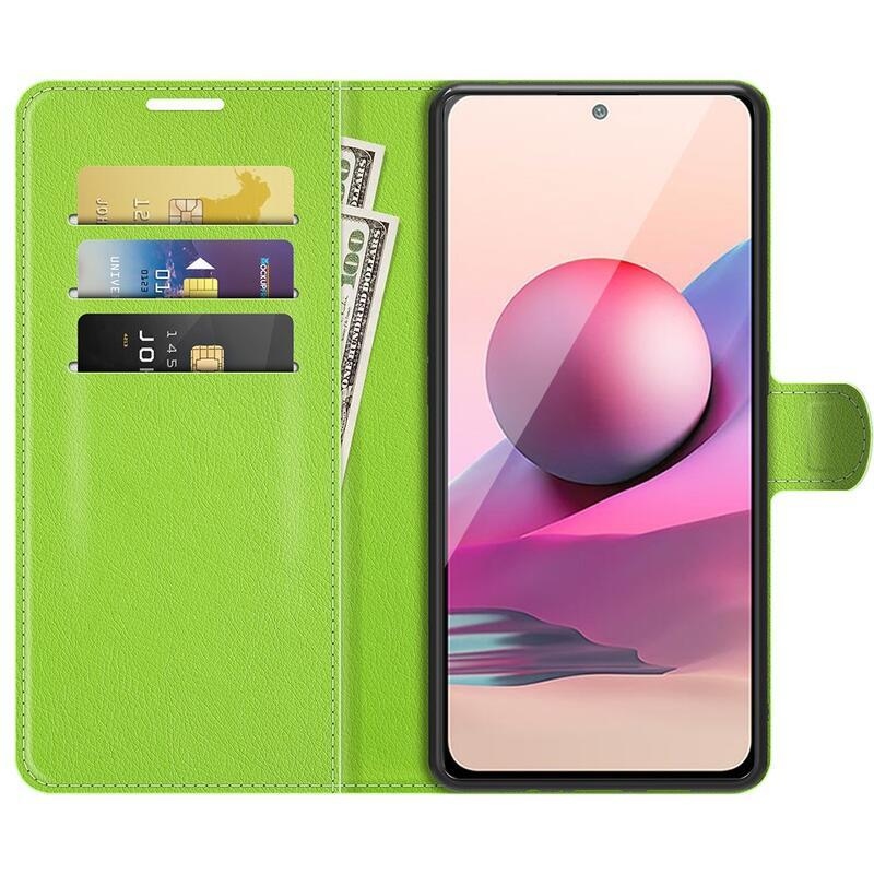 Split PU kožené peněženkové pouzdro na mobil Xiaomi Redmi Note 10 4G/Redmi Note 10S/Poco M5s - zelené