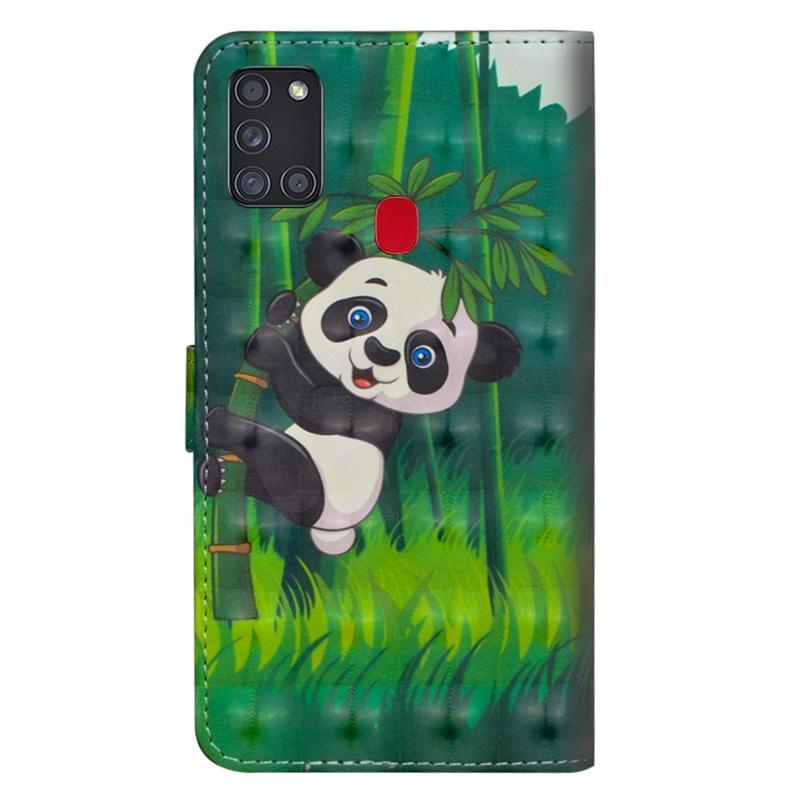 Spot PU kožené peněženkové pouzdro na mobil Samsung Galaxy A21s - panda