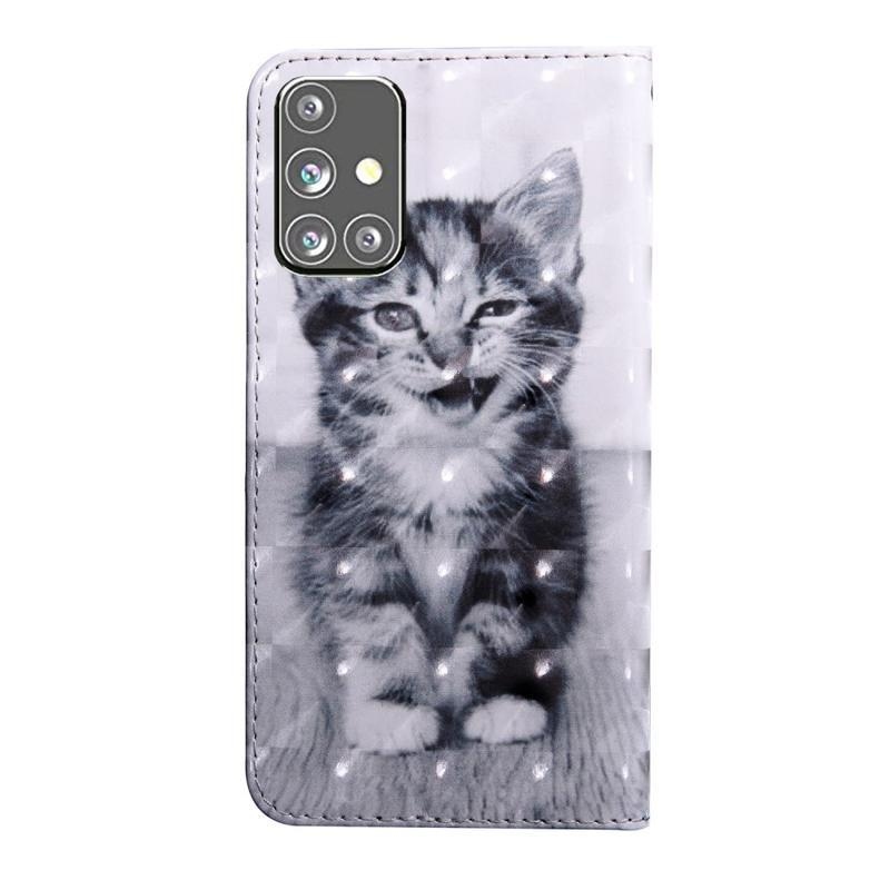 Spot PU kožené peněženkové pouzdro na mobil Samsung Galaxy M31s - kočka