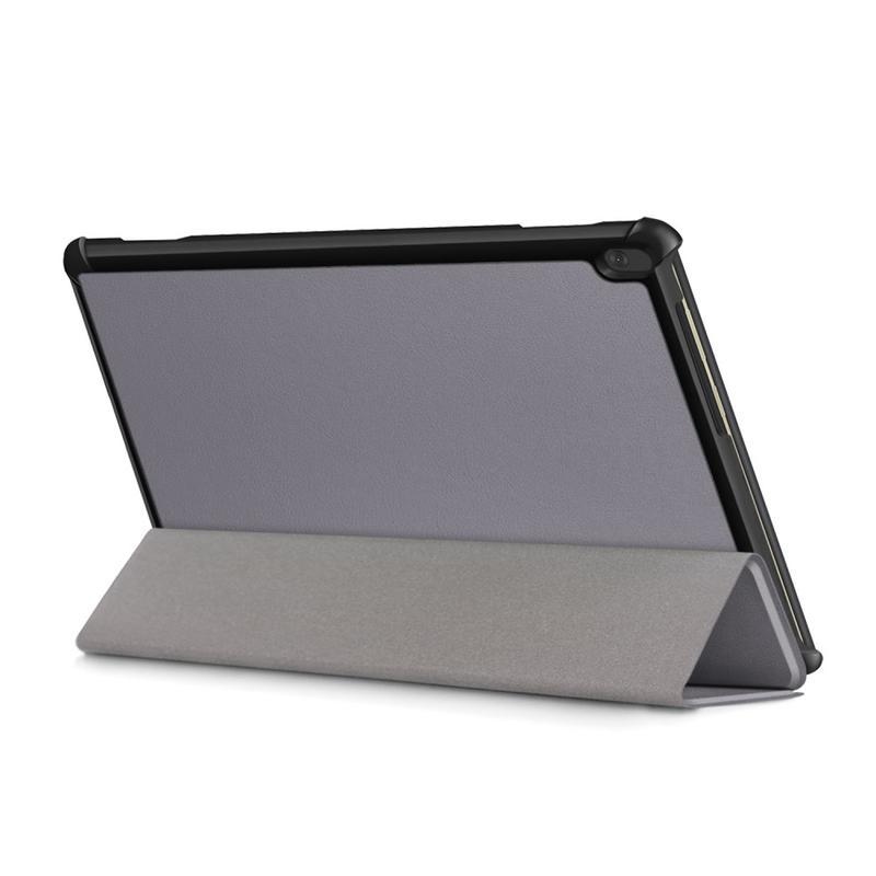 Stand polohovatelné PU kožené pouzdro na tablet Lenovo Tab M10 - šedé
