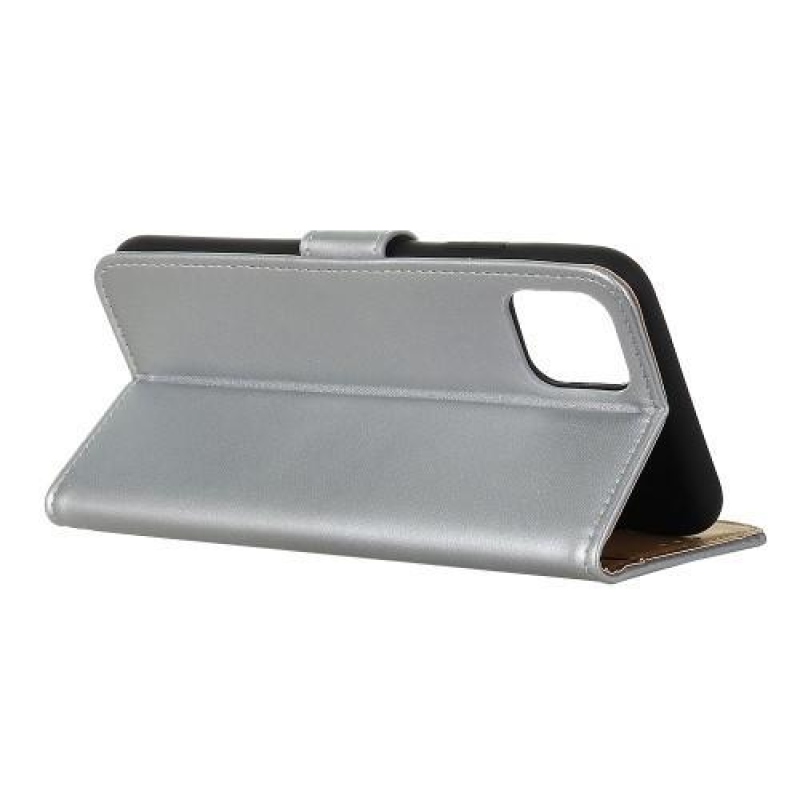 Stand PU kožené peněženkové pouzdro na mobil Apple iPhone 11 6.1 (2019) - stříbrné