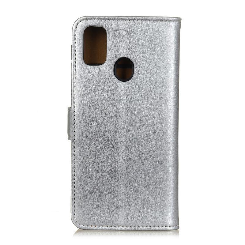 Stand PU kožené peněženkové pouzdro na mobil Honor 9X Lite - stříbrné